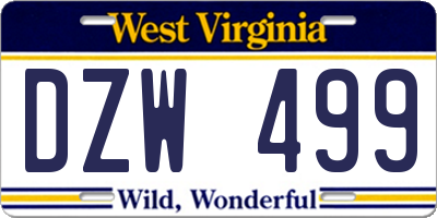 WV license plate DZW499
