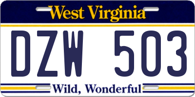 WV license plate DZW503
