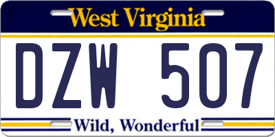 WV license plate DZW507