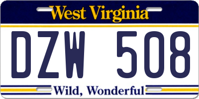 WV license plate DZW508
