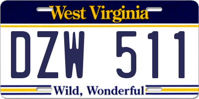 WV license plate DZW511