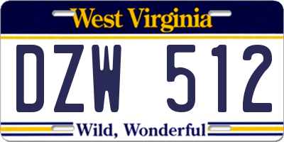 WV license plate DZW512