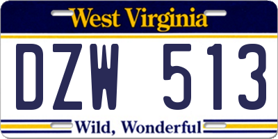 WV license plate DZW513