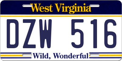 WV license plate DZW516