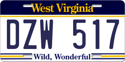 WV license plate DZW517