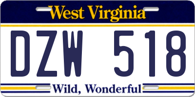 WV license plate DZW518