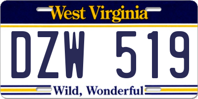 WV license plate DZW519
