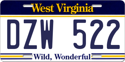 WV license plate DZW522