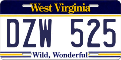 WV license plate DZW525
