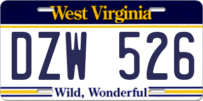 WV license plate DZW526