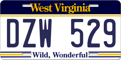 WV license plate DZW529