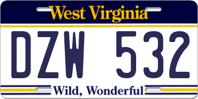 WV license plate DZW532
