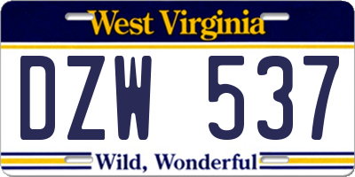 WV license plate DZW537