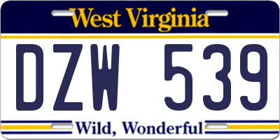 WV license plate DZW539
