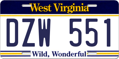 WV license plate DZW551