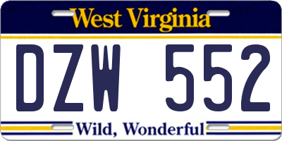 WV license plate DZW552