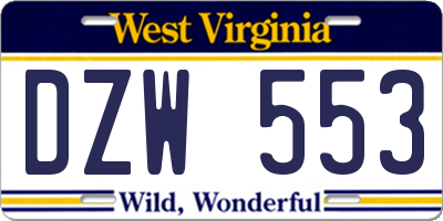 WV license plate DZW553