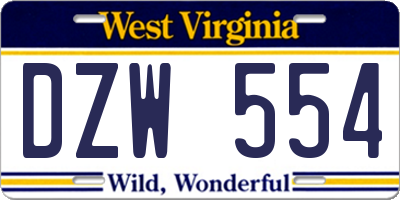 WV license plate DZW554