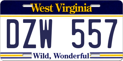 WV license plate DZW557