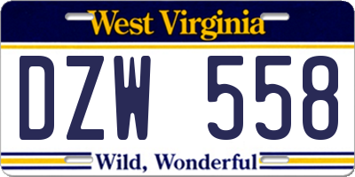 WV license plate DZW558