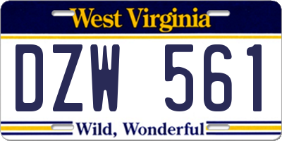 WV license plate DZW561