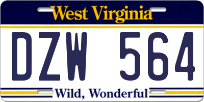 WV license plate DZW564