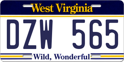 WV license plate DZW565