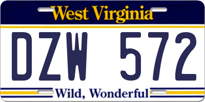 WV license plate DZW572