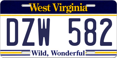 WV license plate DZW582