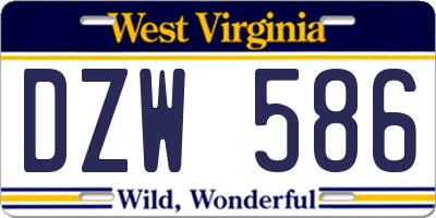 WV license plate DZW586