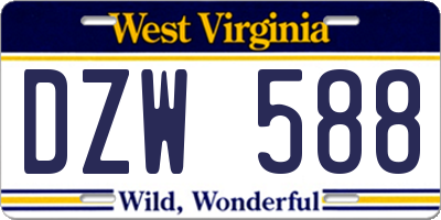 WV license plate DZW588