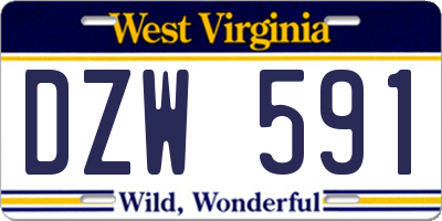 WV license plate DZW591