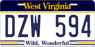 WV license plate DZW594