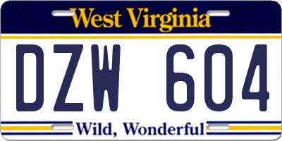 WV license plate DZW604