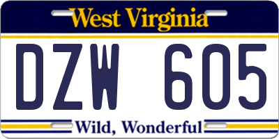 WV license plate DZW605