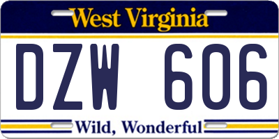 WV license plate DZW606