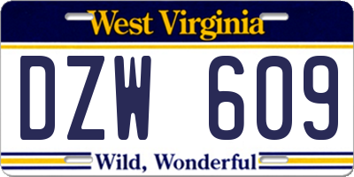 WV license plate DZW609