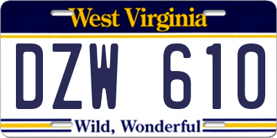 WV license plate DZW610