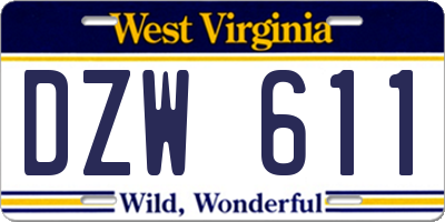 WV license plate DZW611