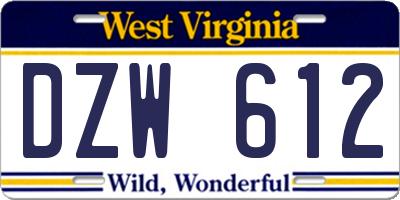 WV license plate DZW612