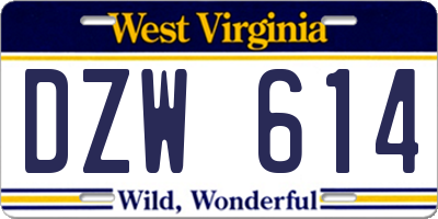 WV license plate DZW614