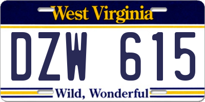 WV license plate DZW615