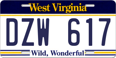 WV license plate DZW617