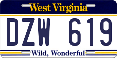 WV license plate DZW619