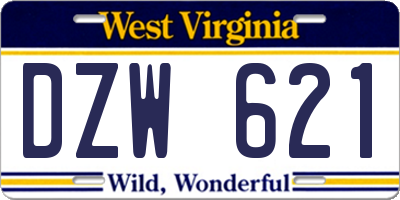 WV license plate DZW621