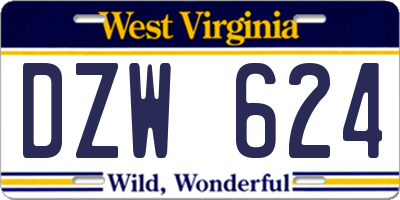 WV license plate DZW624