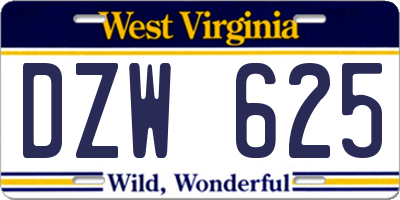 WV license plate DZW625