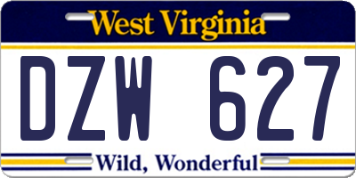 WV license plate DZW627