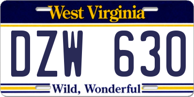 WV license plate DZW630