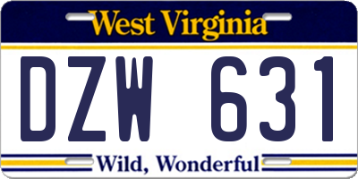 WV license plate DZW631